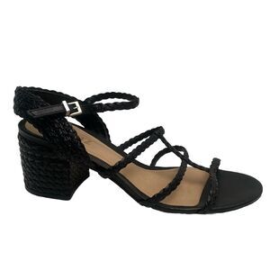 SCHUTZ Rosalia Strappy Block Heel Sandal Black Open Toe Cage Leather 8B